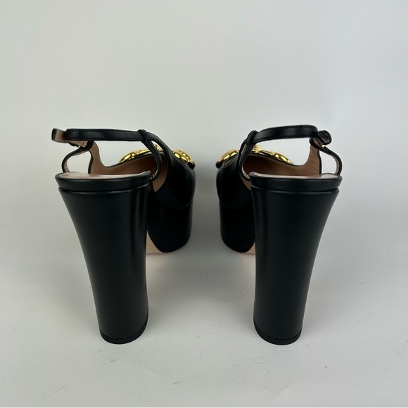 Gucci Horsebit Baby Platform Slingback Black Pumps Heels Size 40 - Picture 5 of 12
